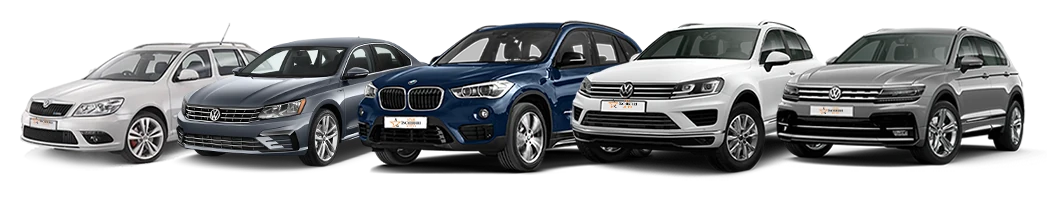 Mașini din flota Star Rent a Car: Skoda Octavia, Volkswagen Passat, BMW X1, Volkswagen Touareg și Tiguan